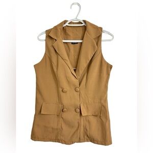 V-Neck Sleeveless Cotton Vest Top And Pants Two Piece Set.